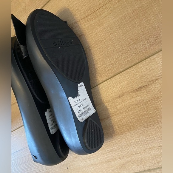 MELISSA  9 Black Jelly Ballet Flat with Glitter Bow - Picture 9 of 12